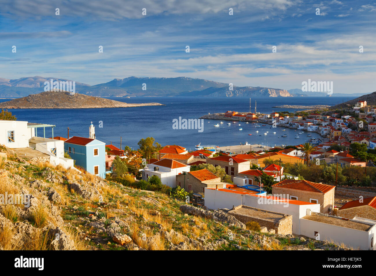 Halki isola nel Dodecaneso arcipelago, Grecia. Foto Stock