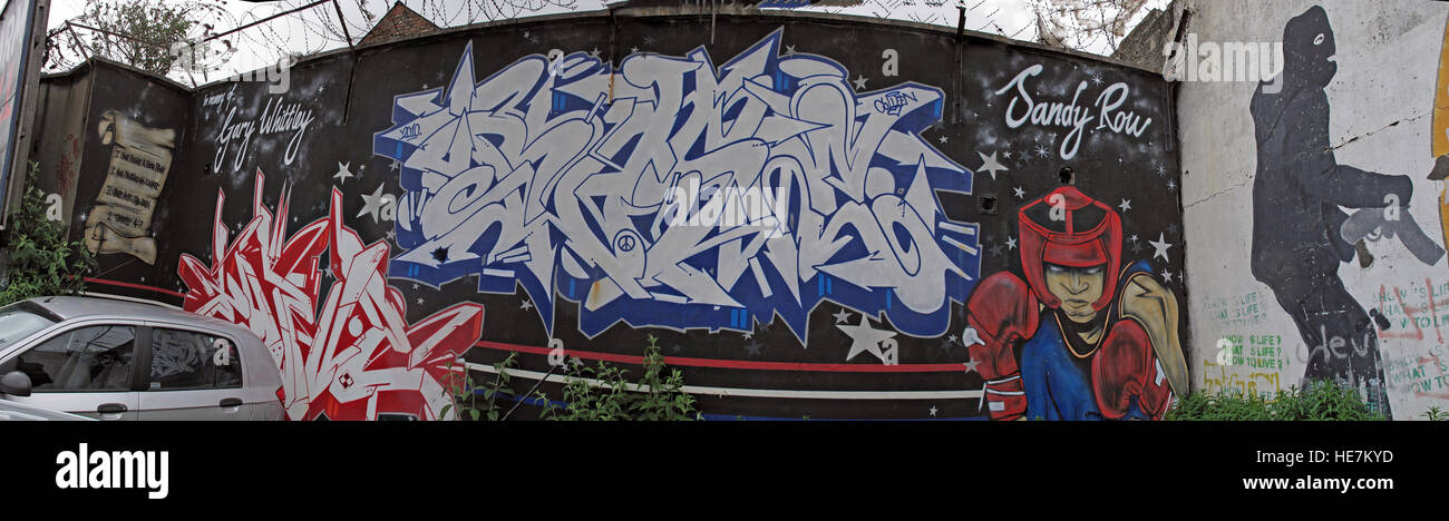 Sandy Row, comunità unionista,Belfast,l'Irlanda del Nord,UK - ampia pano Foto Stock