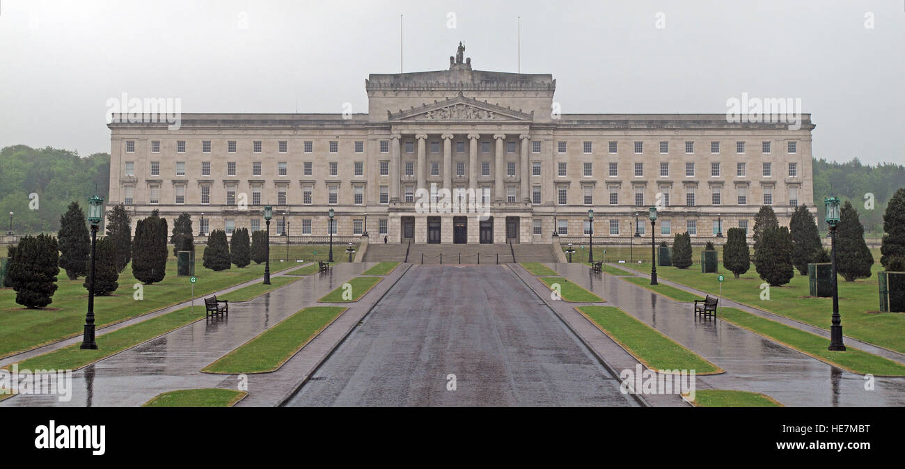 Stormont House a Belfast, Irlanda del Nord Office panorama, Regno Unito, ancora vuoto dopo l'accordo Windsor Framework Brexit del marzo 2023 Foto Stock