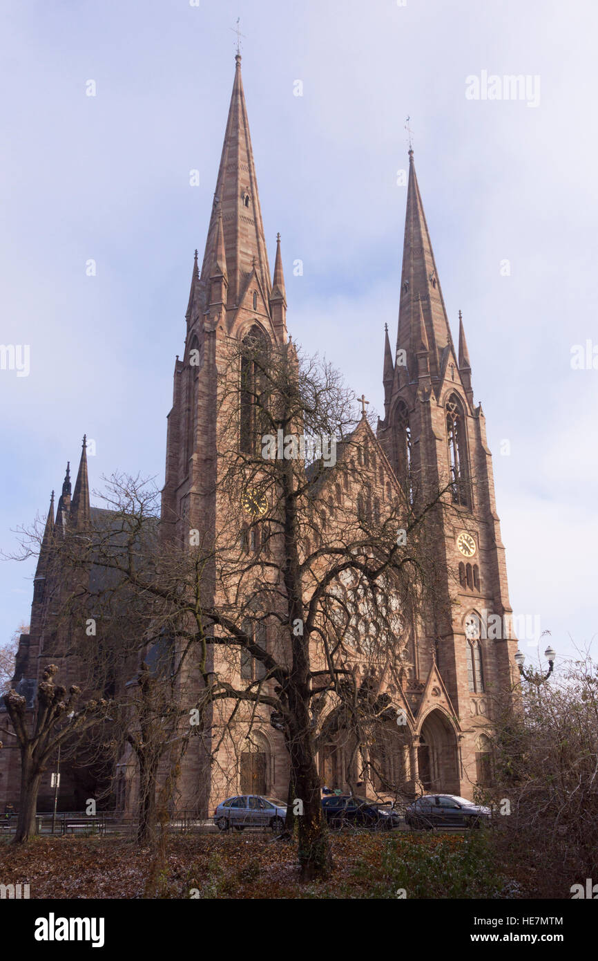 La neo-gotica Eglise Saint-Paul, Strasburgo Foto Stock