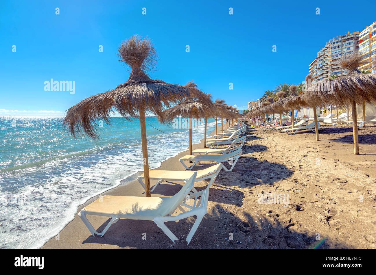 Spiaggia di Malaga, Andalusia, Spagna Foto Stock