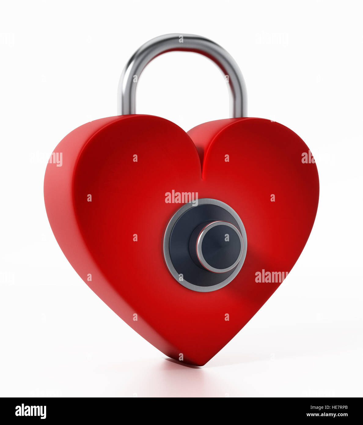 Bloccato cuore rosso con dial. 3D'illustrazione. Foto Stock