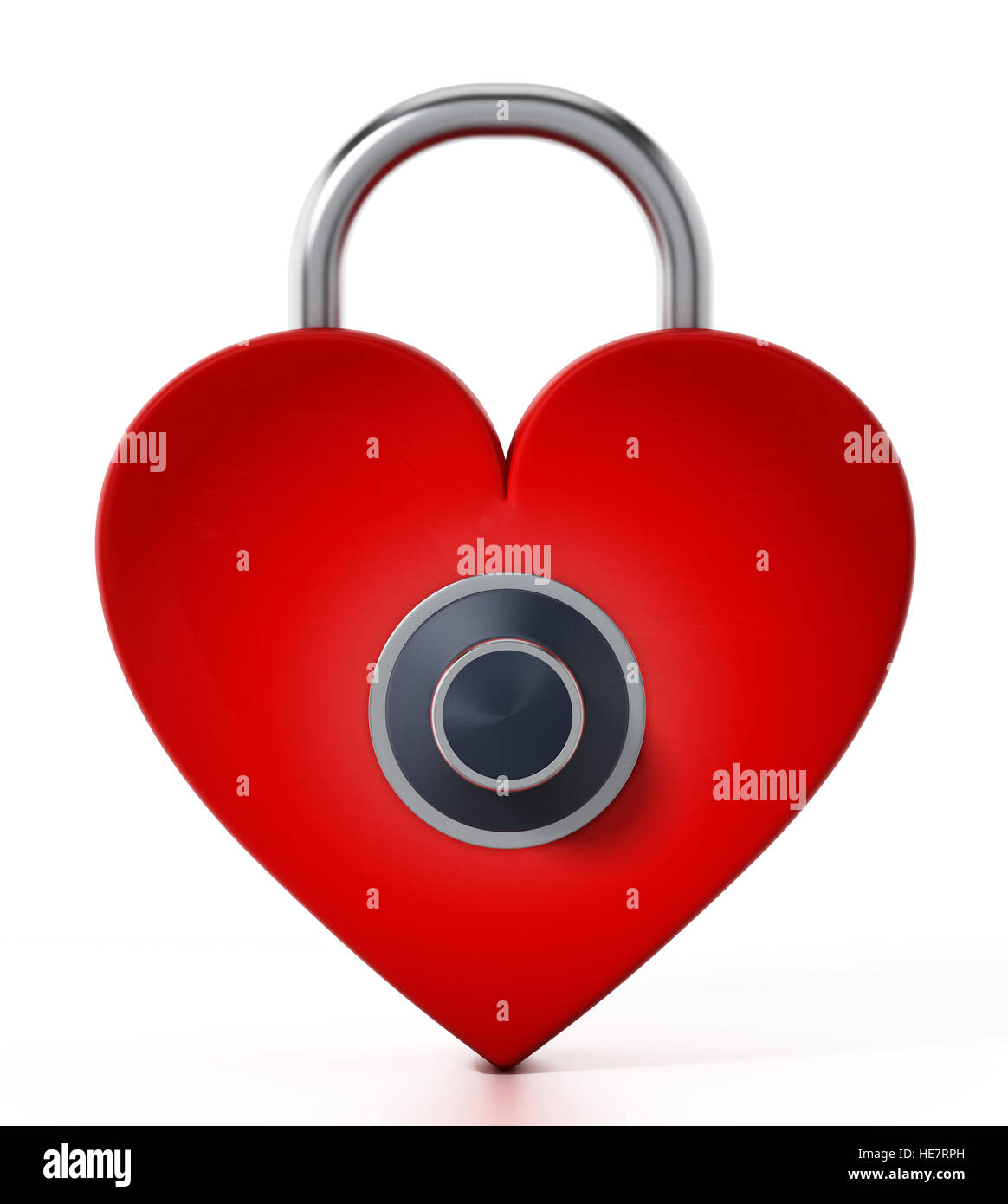 Bloccato cuore rosso con dial. 3D'illustrazione. Foto Stock