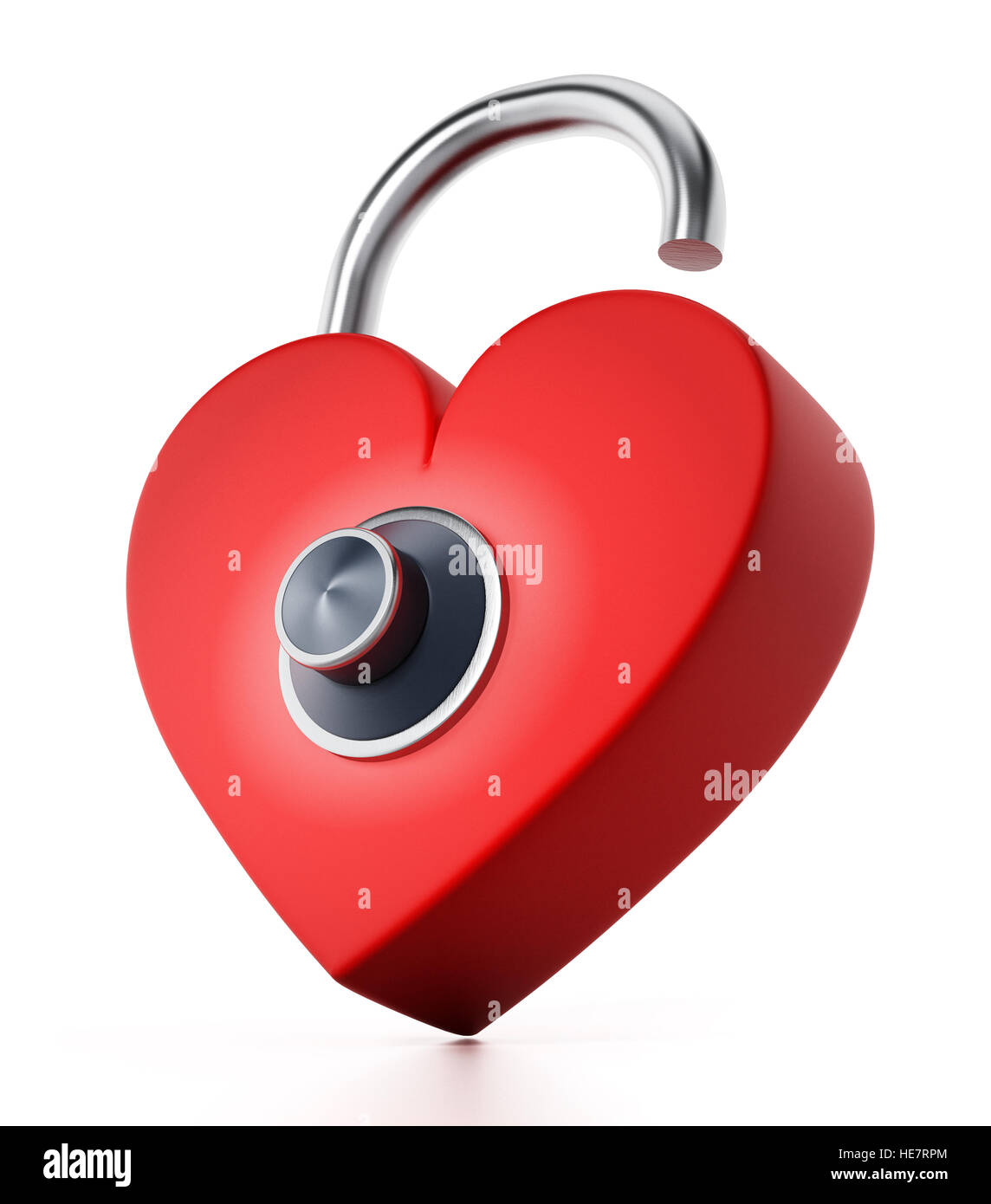 Sbloccato cuore rosso con dial. 3D'illustrazione. Foto Stock