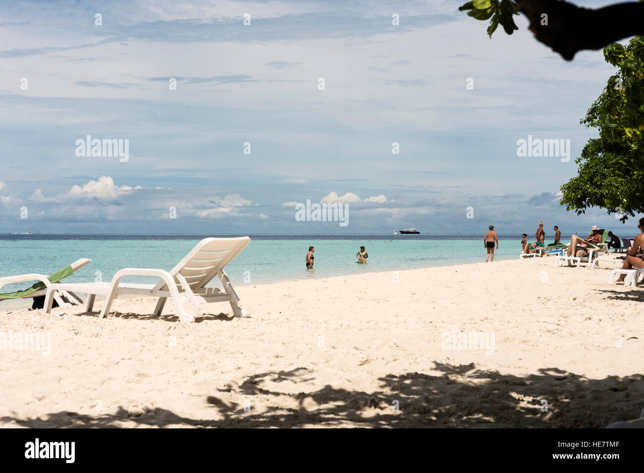 Spiaggia a Biyahdoo, Maldive Foto Stock