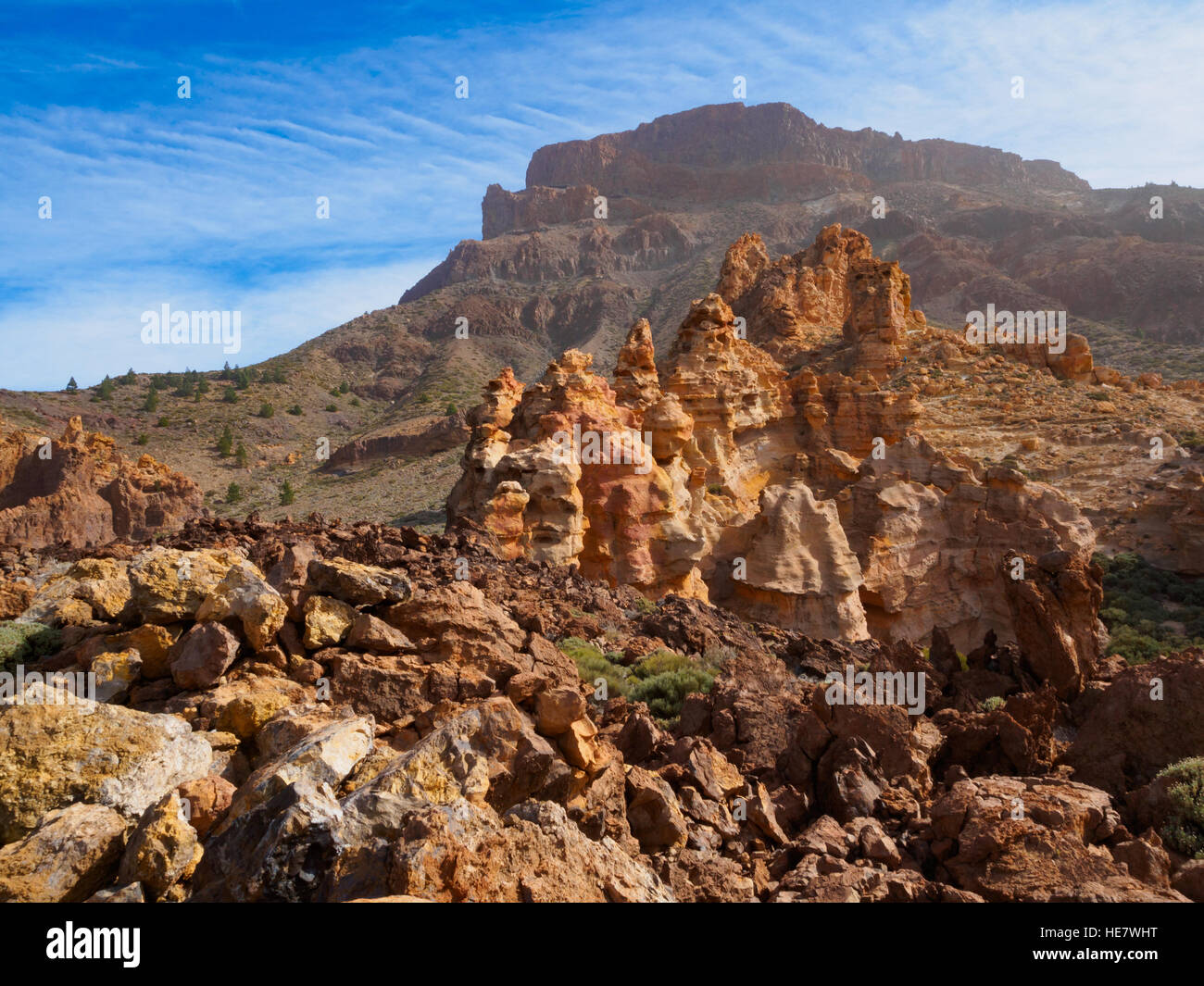 Paesaggio vulcanico nel Parque Nacional del Teide Tenerife Foto Stock