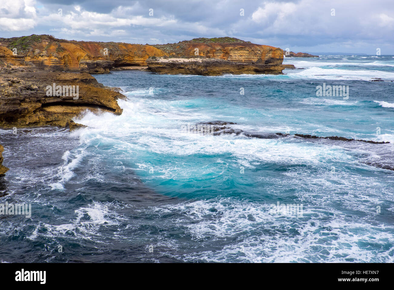 Paesaggi costieri sulla Great Ocean Road in stato australiano di Victoria Foto Stock