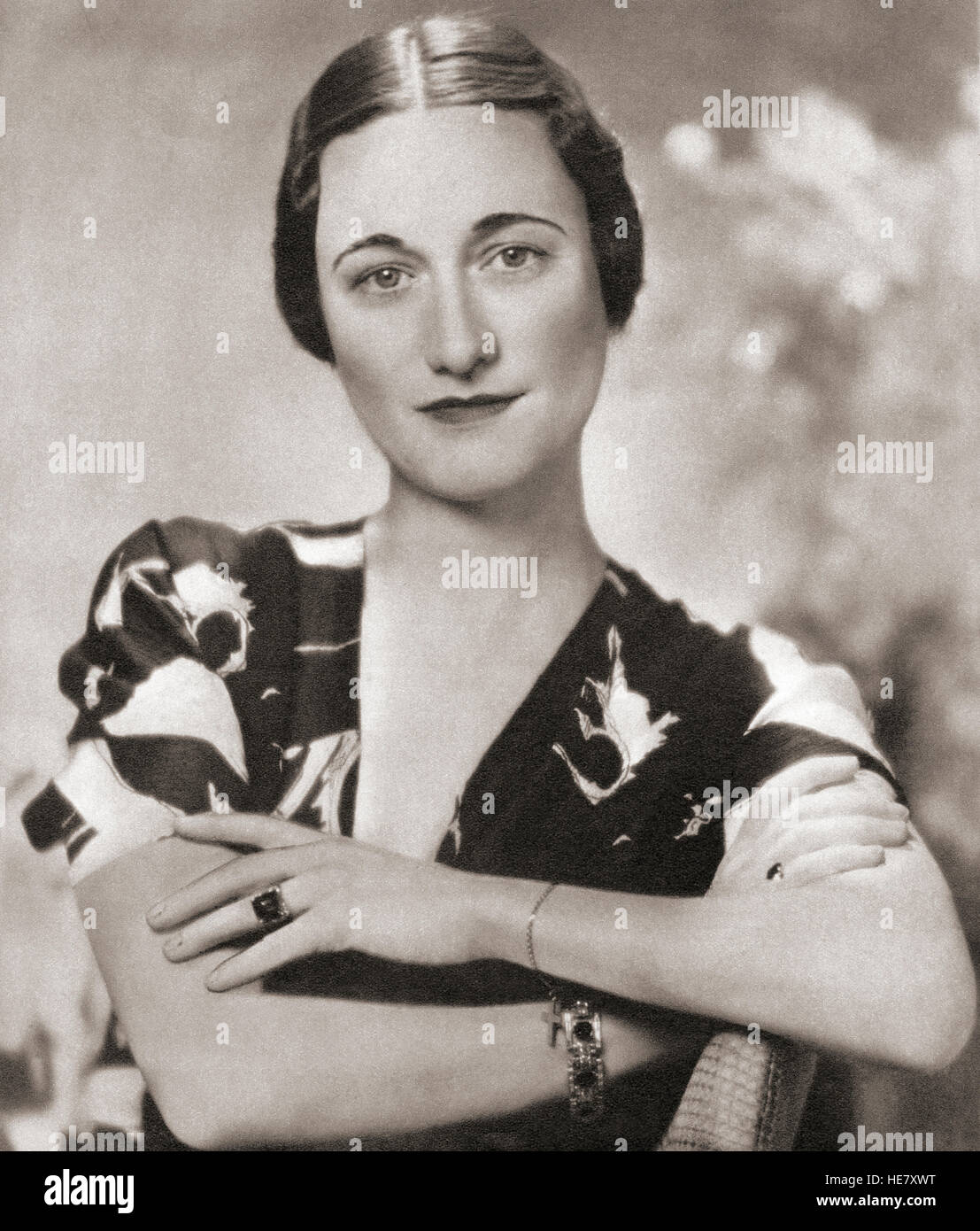 Wallis Simpson, in seguito duchessa di Windsor, nato Bessie Wallis Warfield, 1896 - 1986. American socialite per cui il re Edoardo VIII abdica nel 1936. Foto Stock