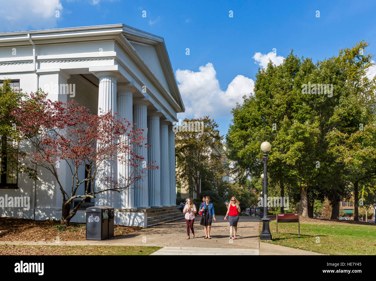 Atene, la Georgia. Il Campus del nord Quad e la cappella dell'Università di Georgia, Atene, GA, Stati Uniti d'America Foto Stock