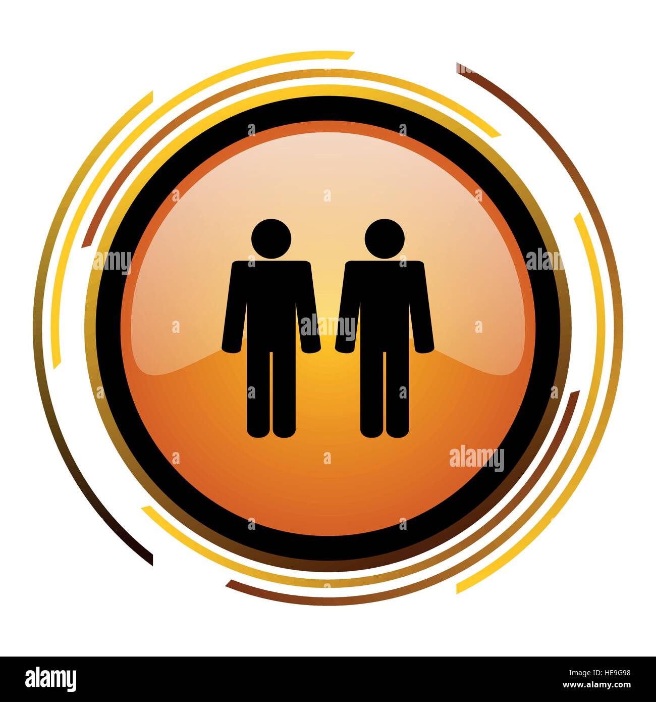 Coppia omosessuale icona vettore. Il design moderno round pulsante arancione isolati su sfondo bianco per il web e le applicazioni in eps10 Illustrazione Vettoriale