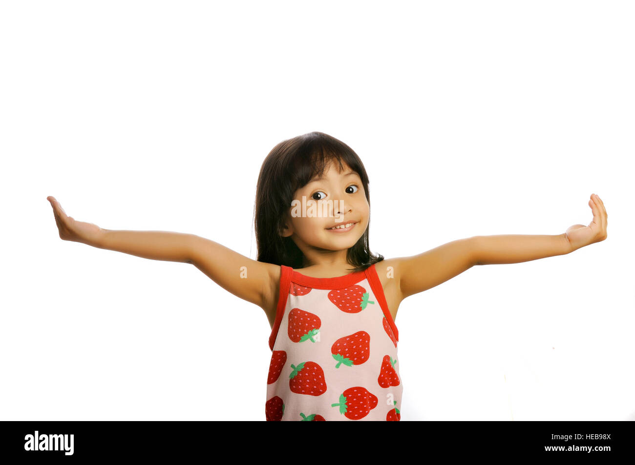 Carino bambino asiatico isolate su sfondo bianco Foto Stock