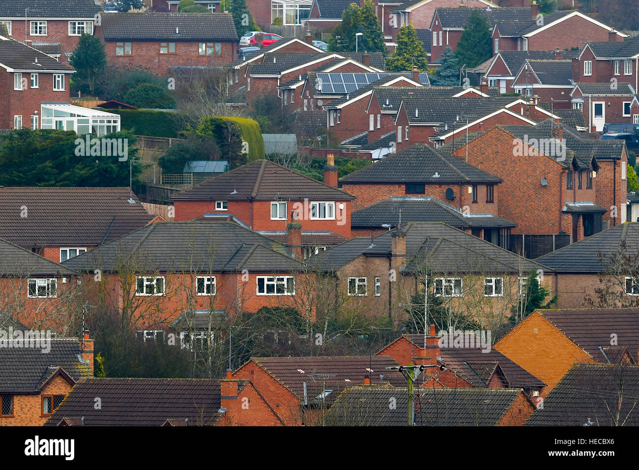 Vista generale di case in Rothwell, Northamptonshire. Foto Stock