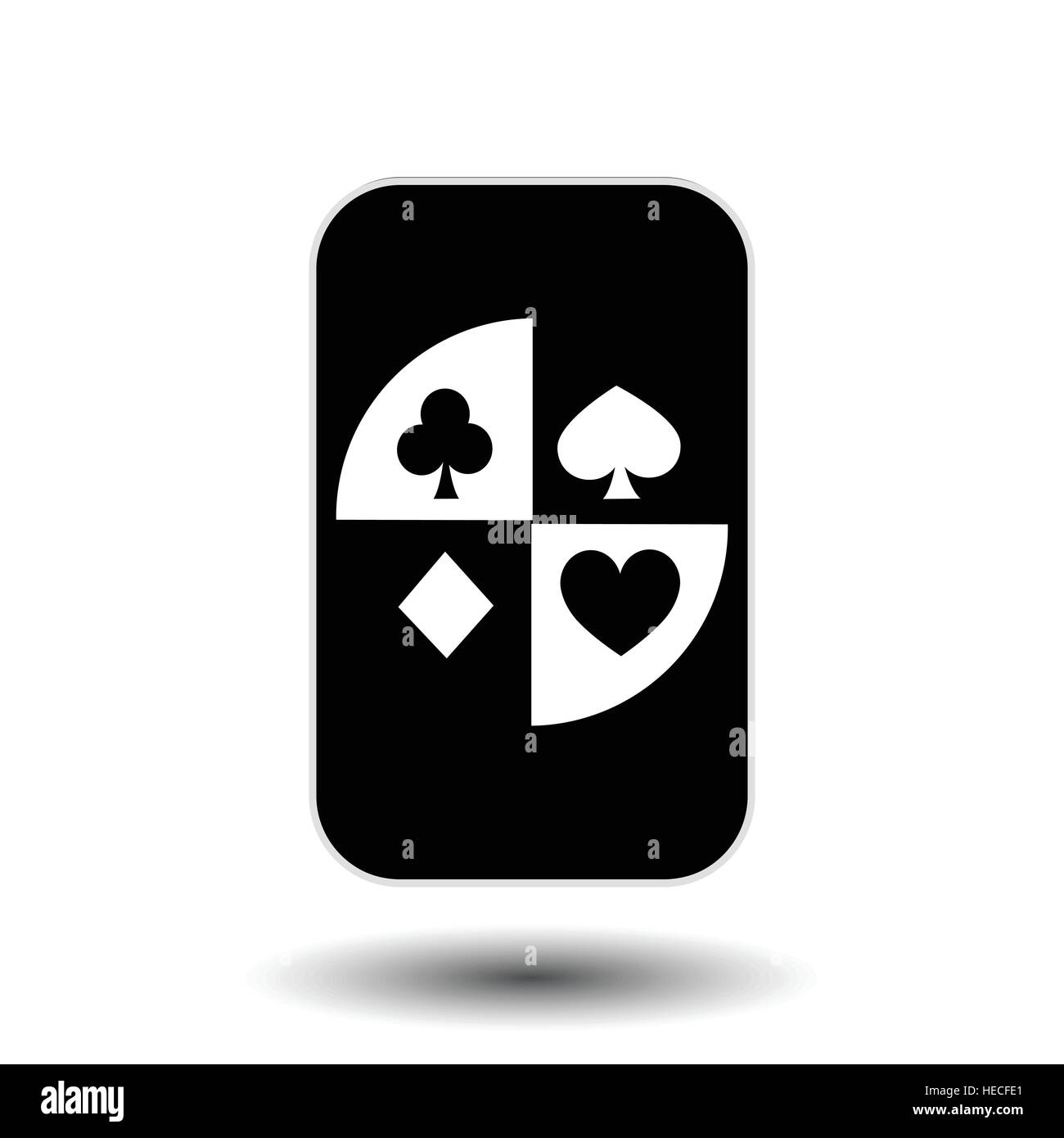 Scheda di poker. Coperchio nero e bianco. Sfondo bianco. icona illustrazione immagine utilizzata per la stampa, sito web, tessuti, decorazione, design, etc Illustrazione Vettoriale