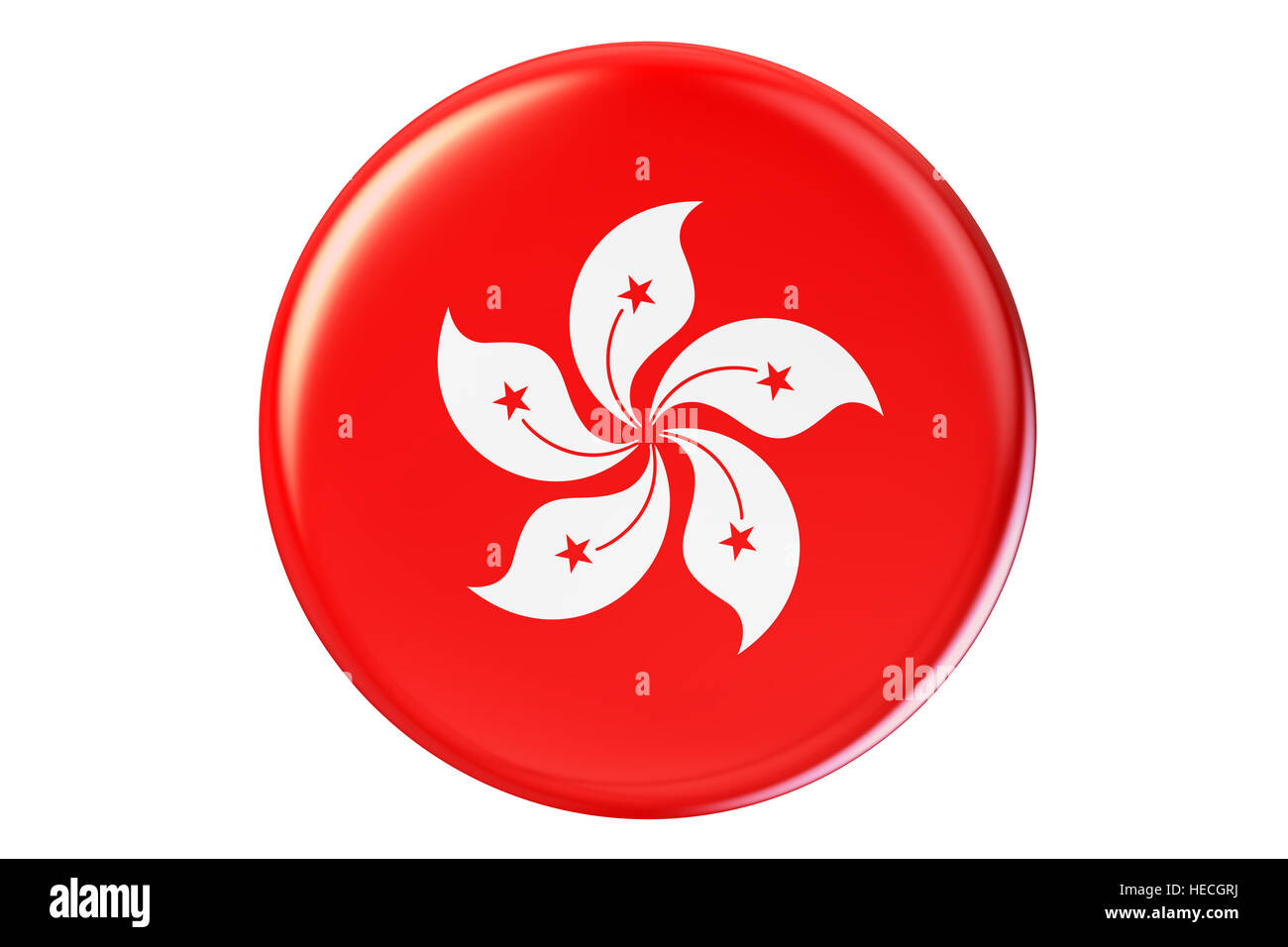 Il badge con bandiera di Hong Kong, 3D rendering isolati su sfondo bianco Foto Stock