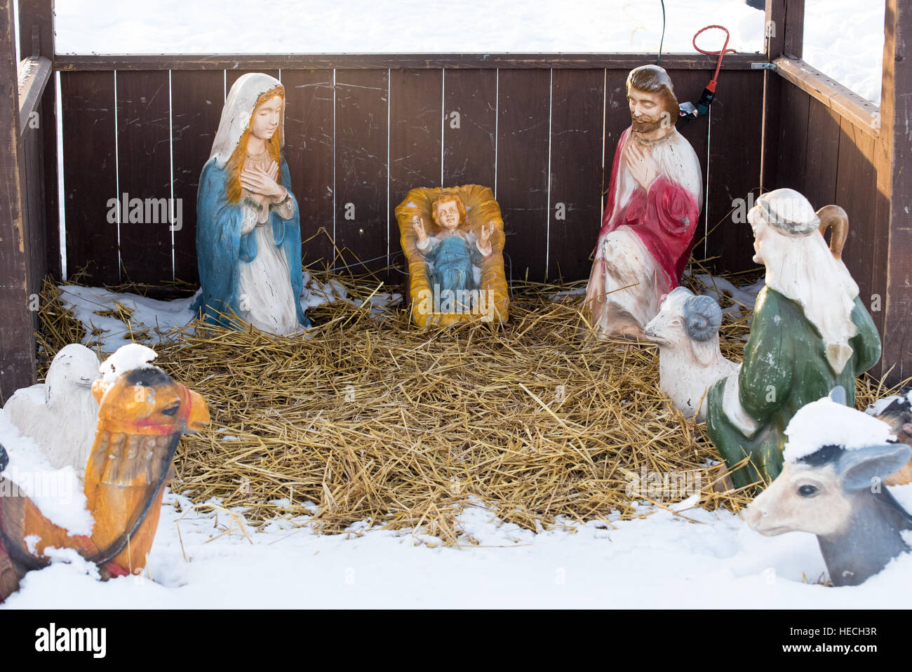 Al di fuori di decorazioni di Natale Foto Stock