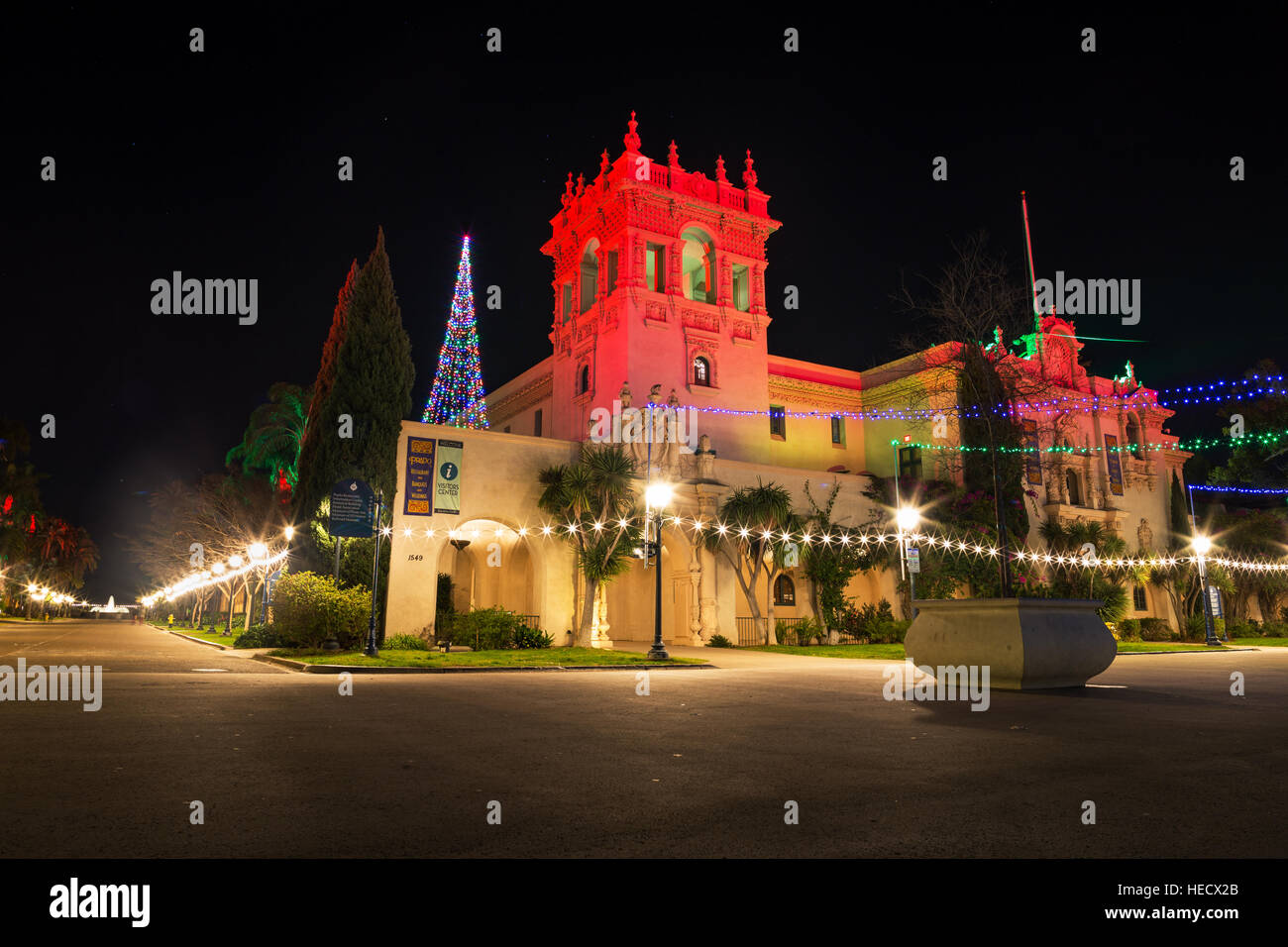 Luci di Natale a Balboa Park, San Diego, California Foto Stock