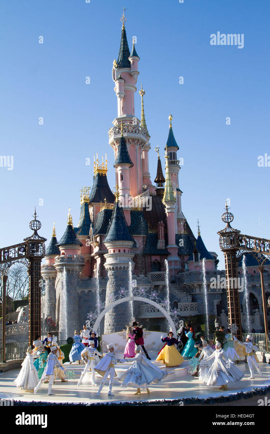 Royal auguri di Natale a Disneyland Paris Marne La Vallee Francia Foto Stock