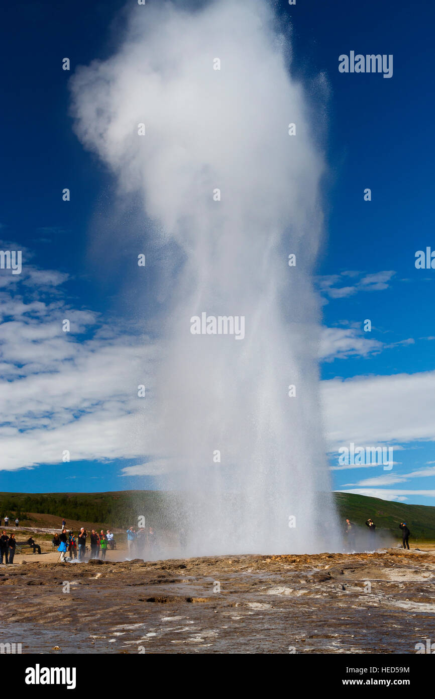 Eruzione del geyser. Foto Stock