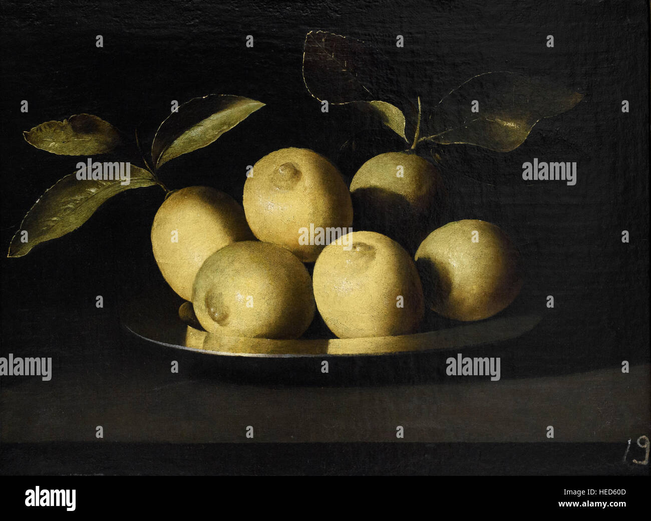 Francisco de Zurbarán (1598-1664), la piastra con i limoni, ca. 1640. Plato de limones. Foto Stock