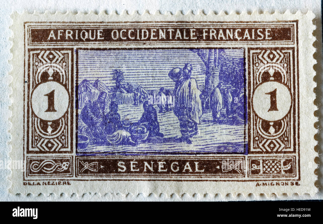 Coloniale Francese Africa francobolli dal Senegal Foto Stock