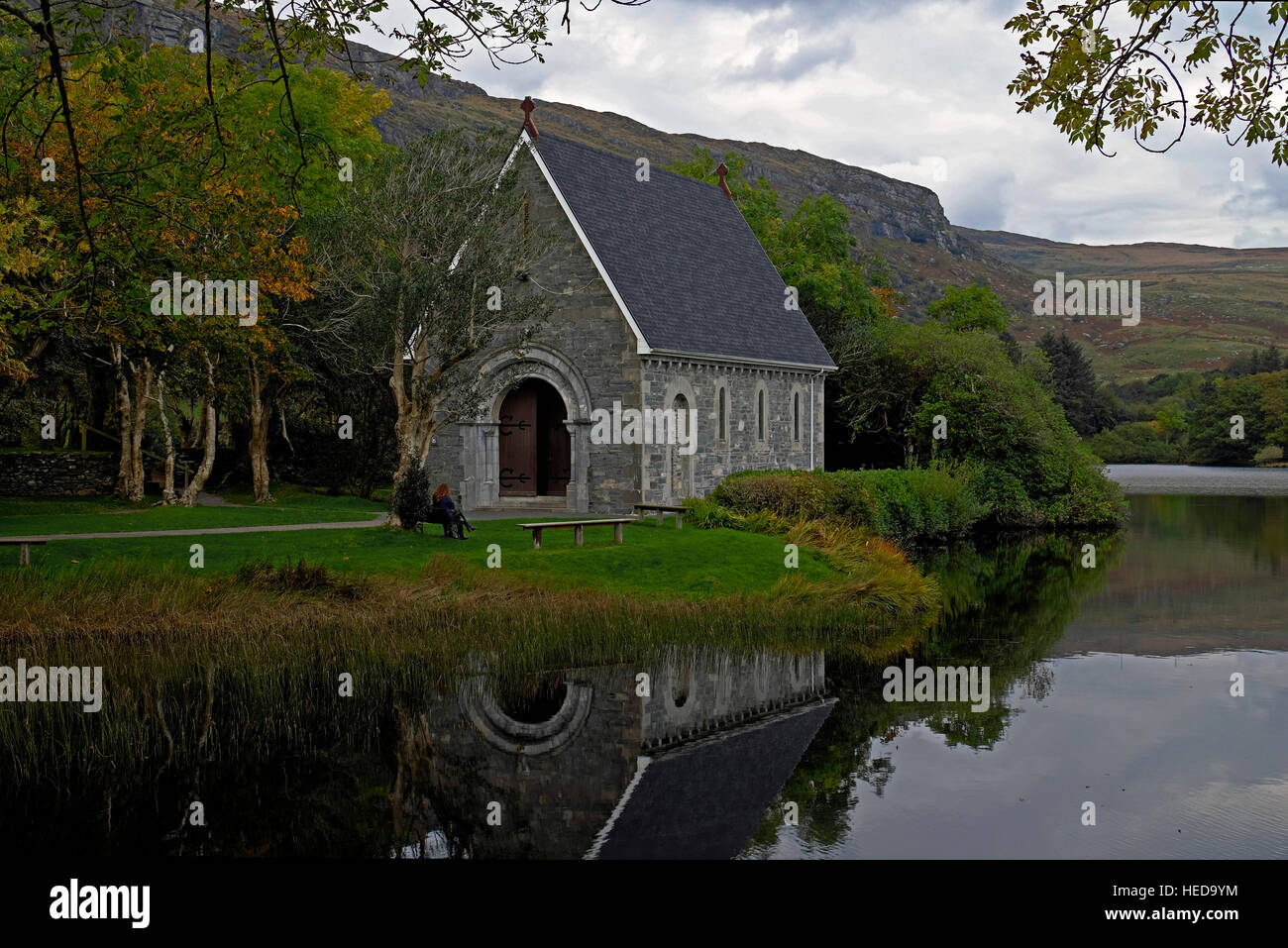 L'Isola oratorio chiesa di Saint Finbarr in Gougone Barra Ballingeary nella contea di Cork in Irlanda Foto Stock