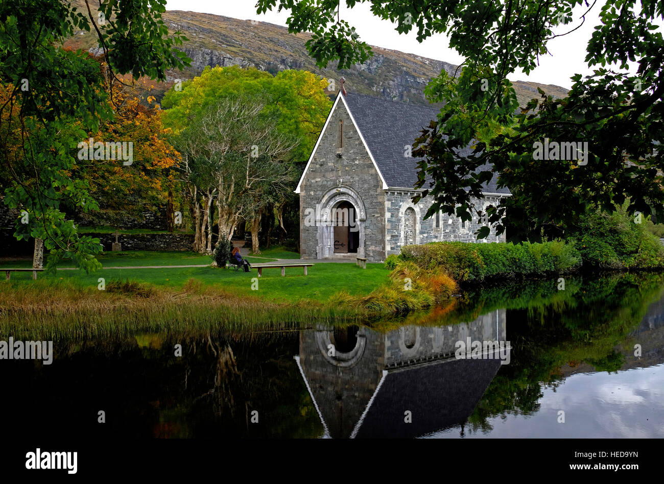 L'Isola oratorio chiesa di Saint Finbarr in Gougone Barra Ballingeary nella contea di Cork in Irlanda Foto Stock