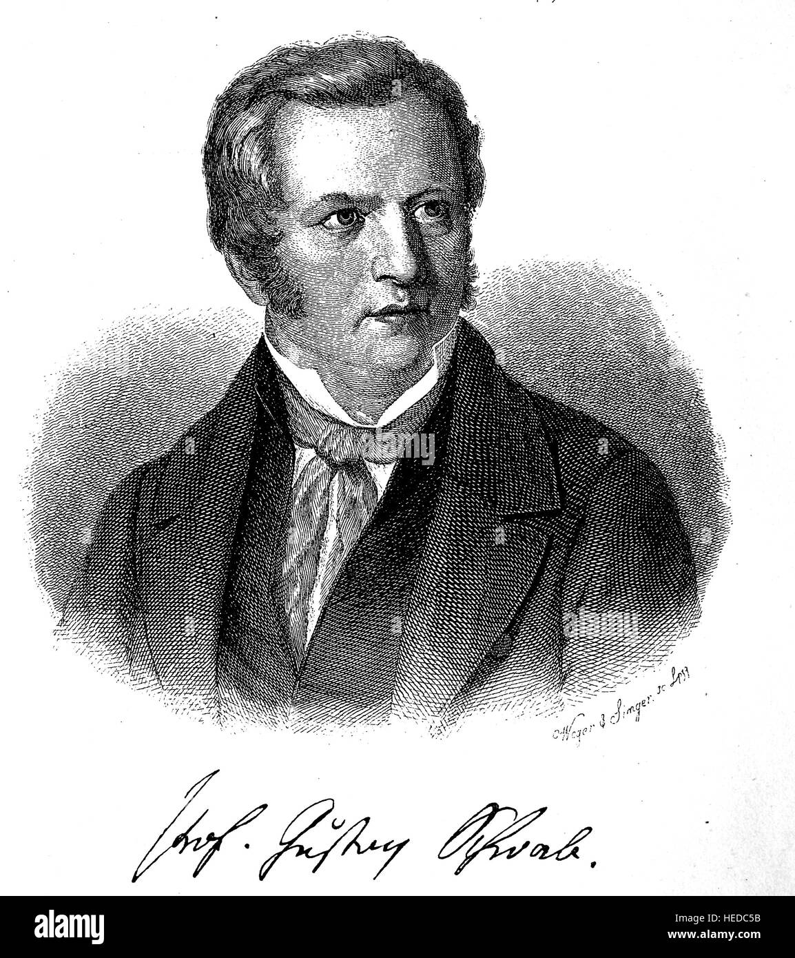 Gustav Benjamin Schwab, 1792-1850, uno scrittore tedesco, pastore e editore, da una xilografia di 1880, digitale migliorata Foto Stock