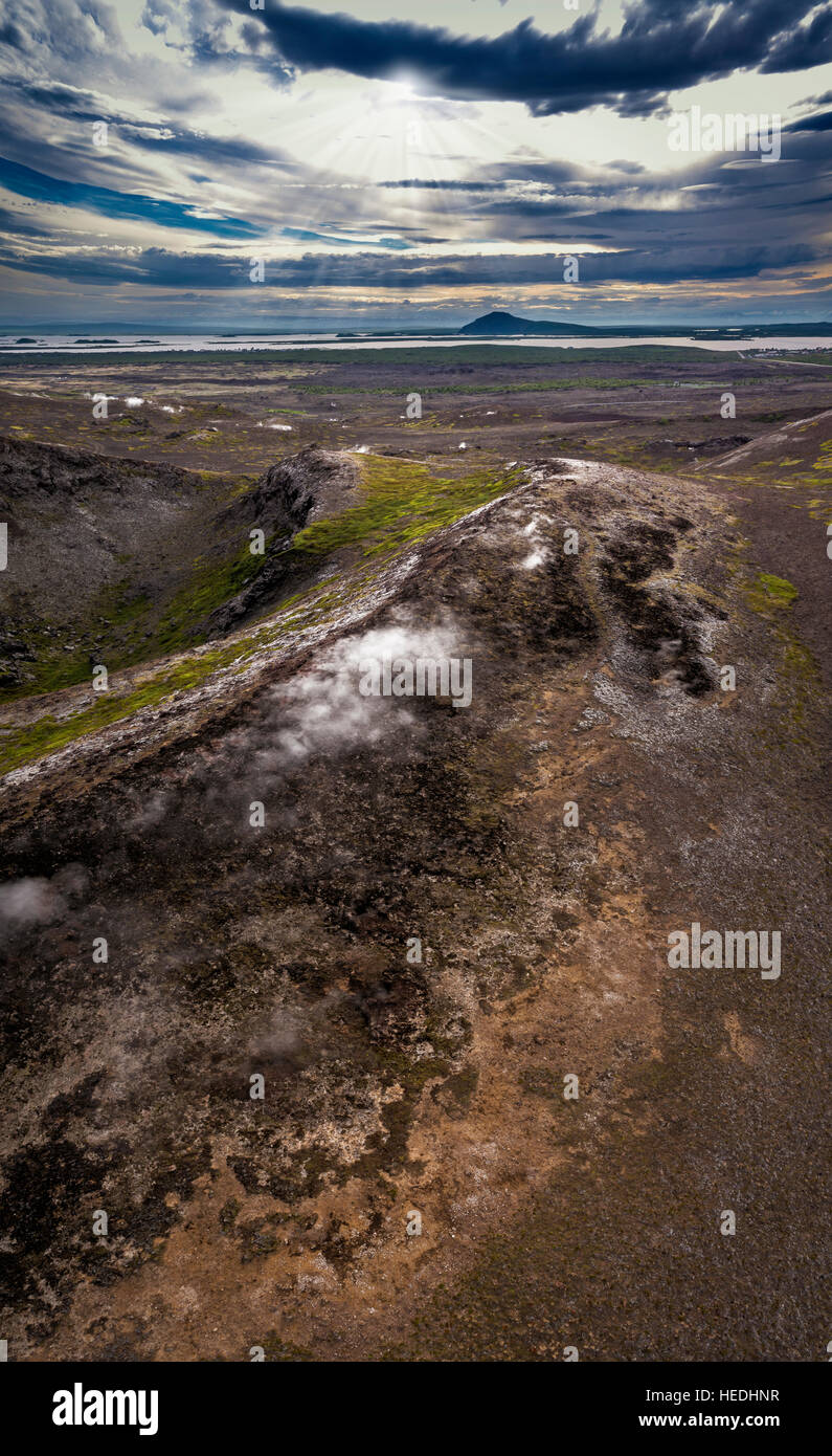 Area geotermale vicino Bjarnarflag Impianto geotermico, Islanda Foto Stock