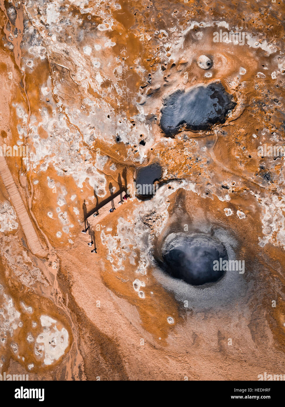 Namaskard area geotermica nel nord dell'Islanda. Drone fotografia Foto Stock