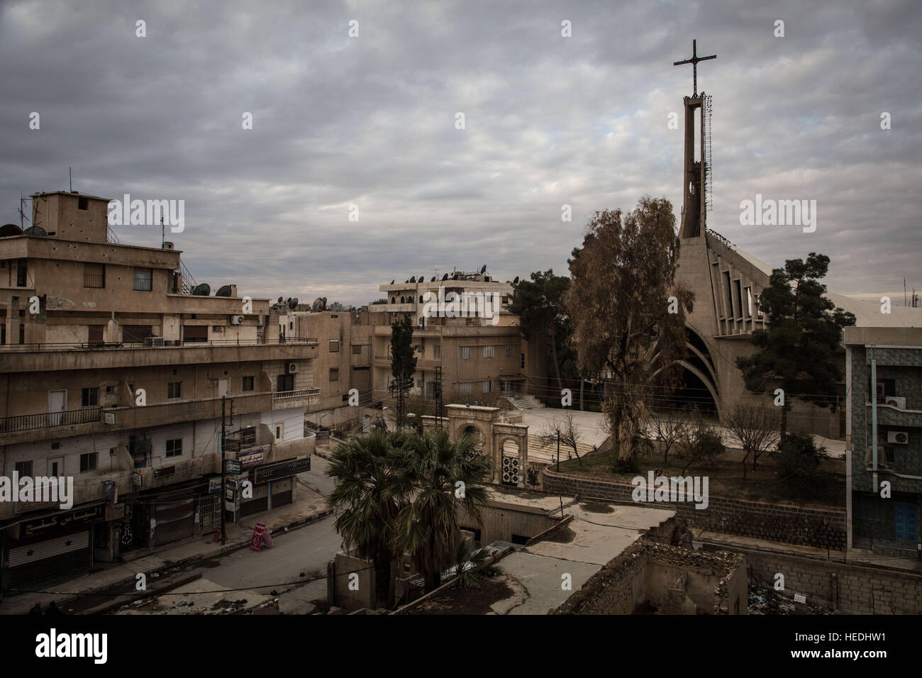 La siria Rojava orientare i cristiani - 16/12/2016 - Siria / Rojava - Dicembre 2016 - Kurdistan siriano (Rojava) - Hassake - 6 chiese area - Vista dell'Occidental syriak chiesa. - Chris Huby / Le Pictorium Foto Stock