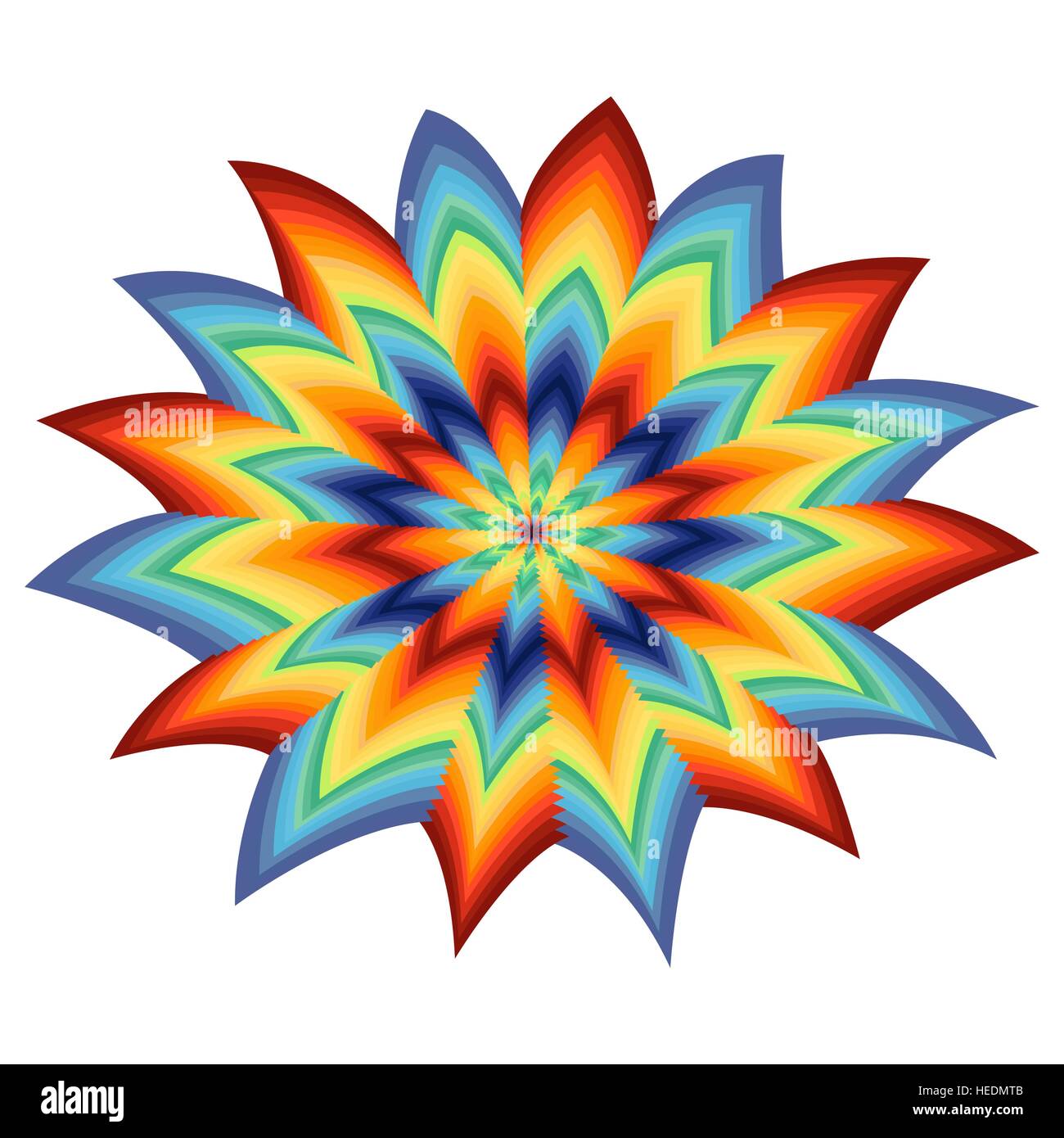 Spettro stilizzata fiore colore isolato su uno sfondo bianco, grafici vettoriali Illustrazione Vettoriale
