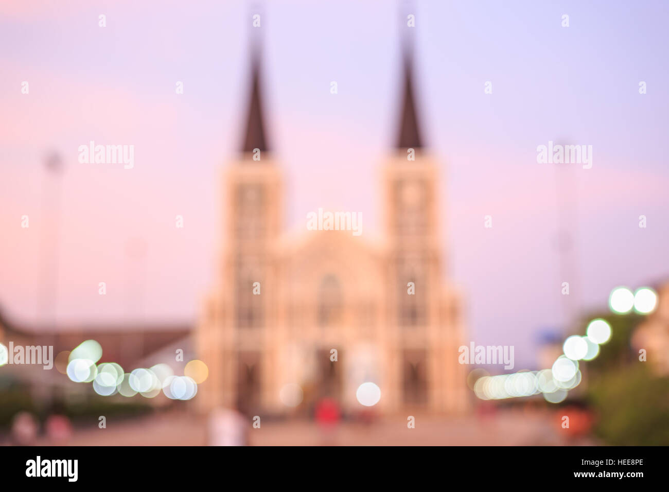 Abstract blur sullo sfondo della chiesa esterno in Thailandia Foto Stock