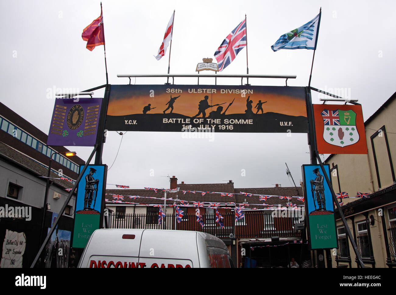 Belfast unionisti lealisti, murale Battaglia delle Somme,36th Ulster Foto Stock