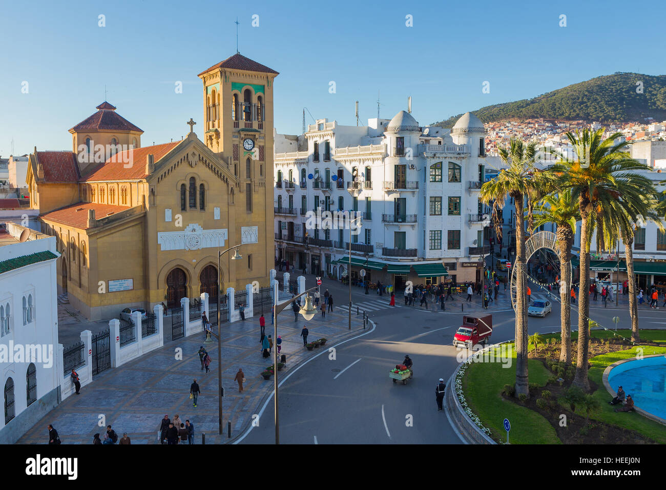 L'architettura coloniale spagnola, Tetouan, Marocco Foto Stock