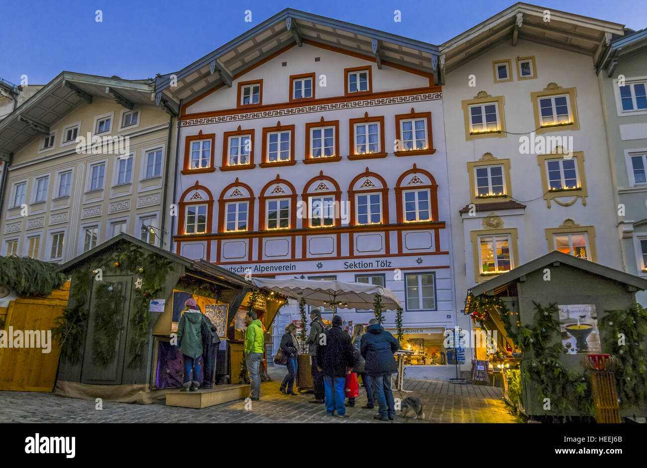 Mercatino di Natale di Bad Tolz, Baviera, Germania Foto Stock