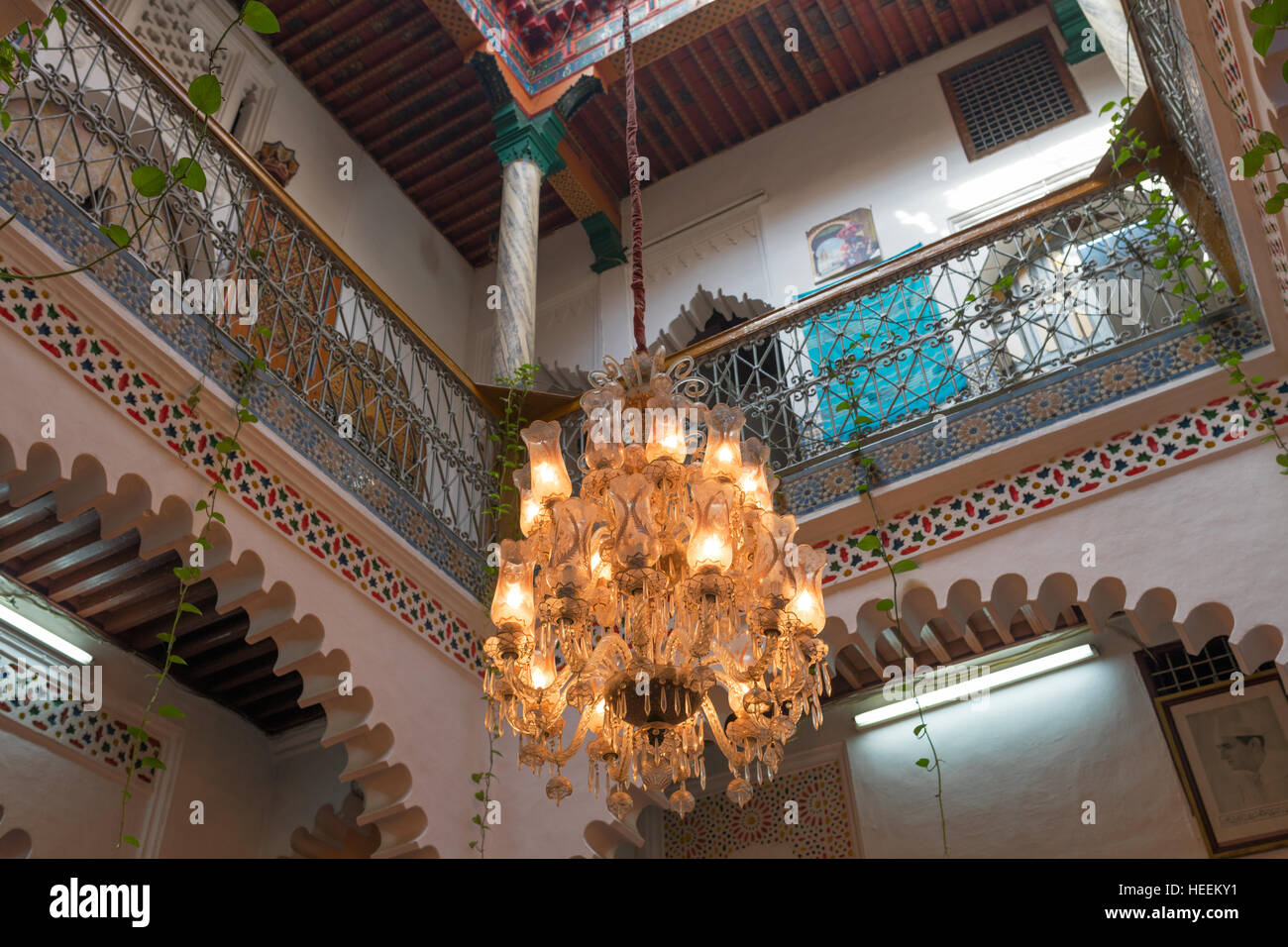 Casa Tradizionale interno, Tangeri, Marocco Foto Stock