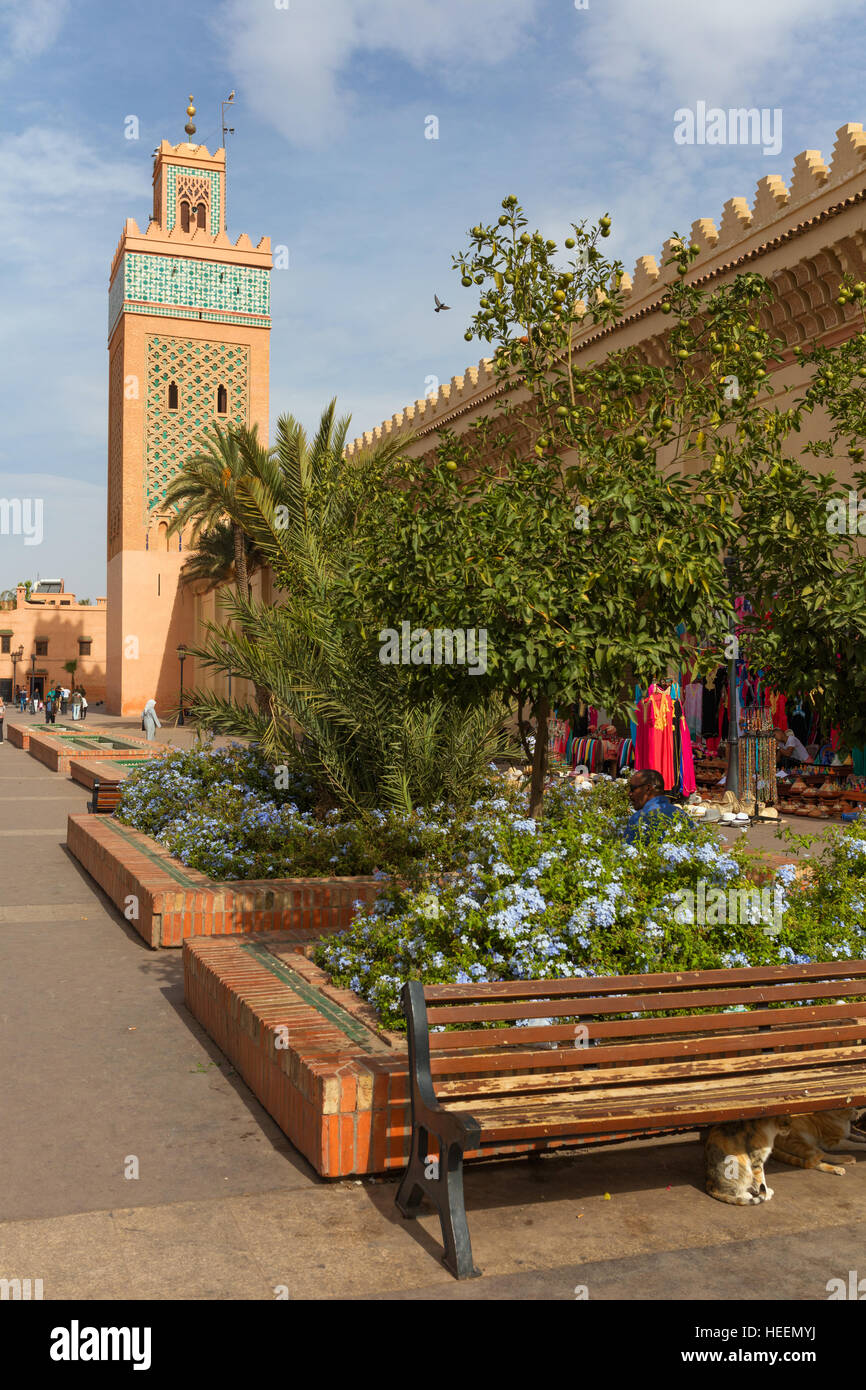 Minareto di Koutoubia (1146-1196), Marrakech, Marocco Foto Stock