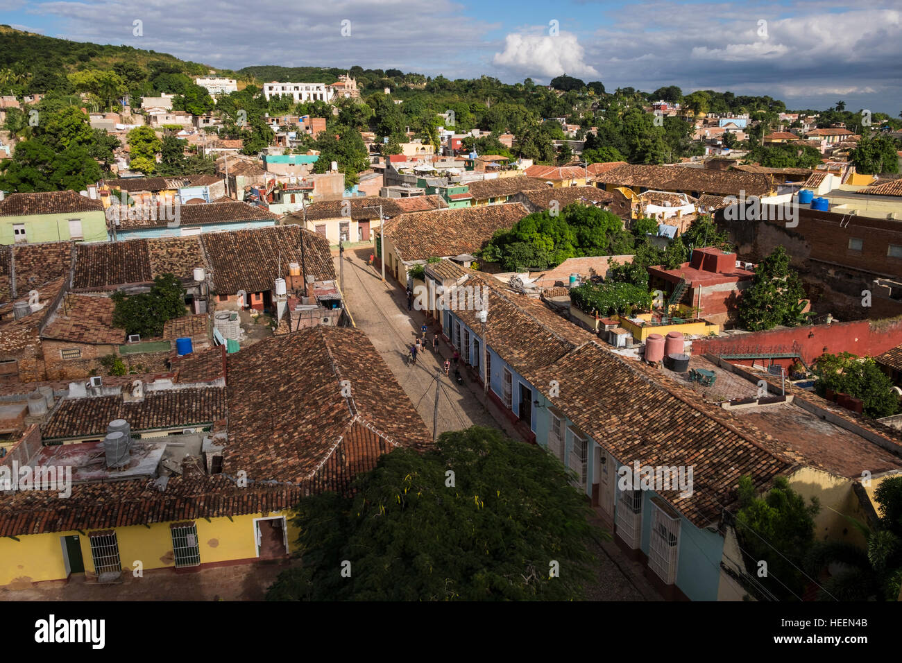 Vedute di Trinidad dalla torre di San Francesco d Assisi convento, Cuba Foto Stock