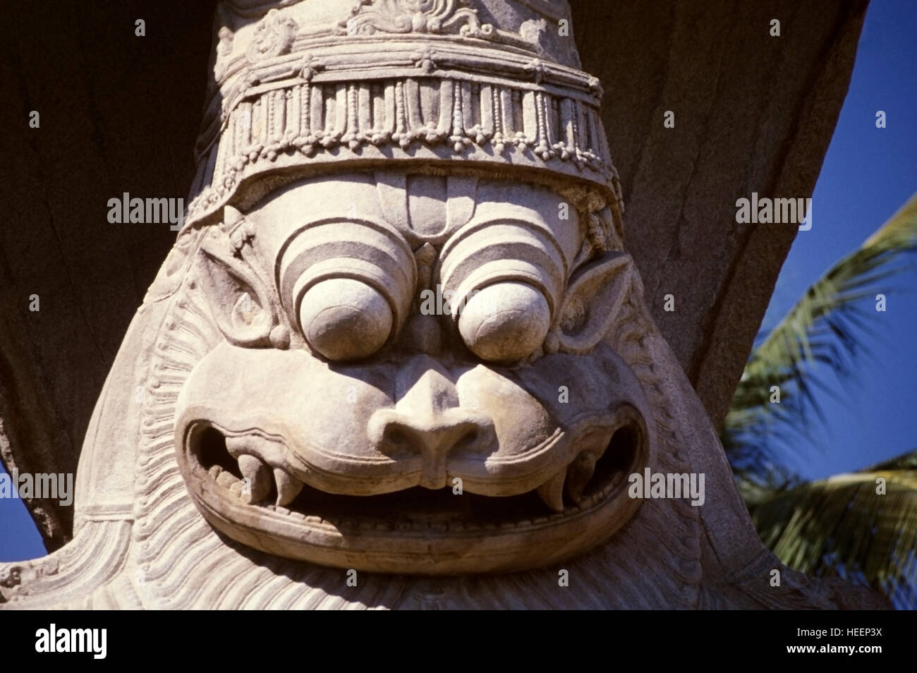 Idolo Narsimha di Hampi, Vijaynagar, Karnataka, India Foto Stock