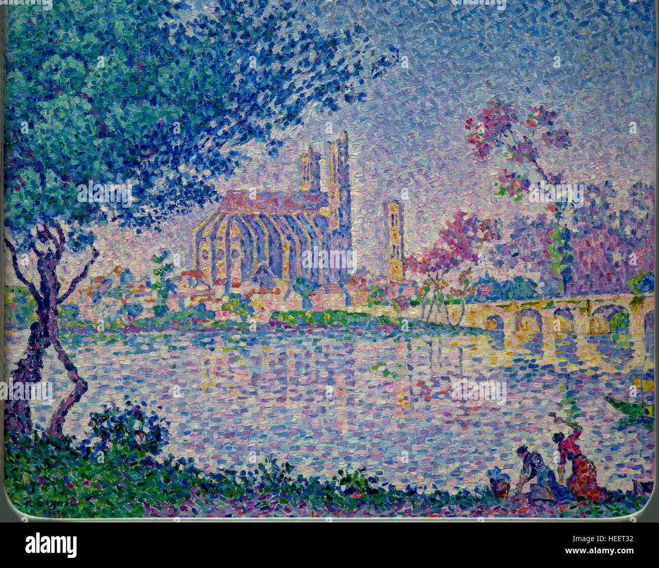 La Senna a Mantes, da Paul Signac, 1899-1900, Kroller-Muller Museum, Hoge Veluwe National Park, Otterlo, Paesi Bassi, Europa Foto Stock