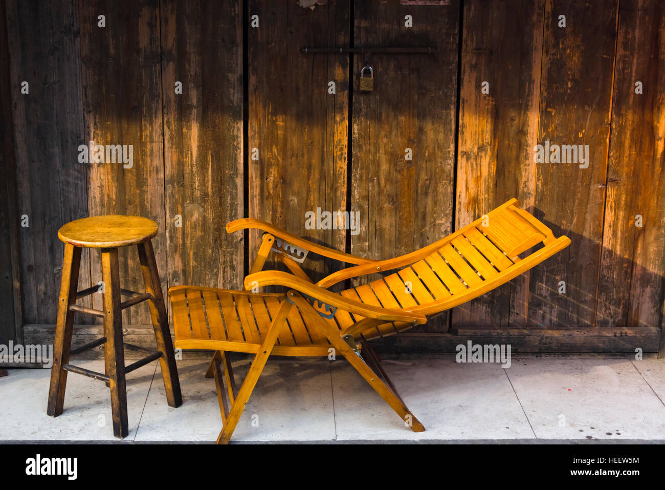 Il bambù sedia a sdraio, Yangzhou, provincia dello Jiangsu, Cina Foto Stock