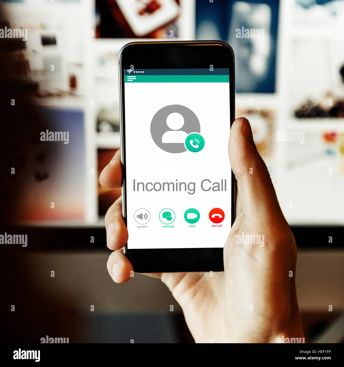 Comunicazione chiamante collegare il concetto di rete Foto Stock