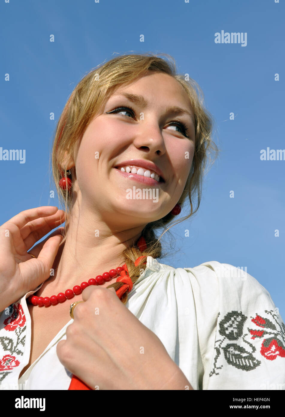 Close-up ritratto di giovane donna ucraina Foto Stock