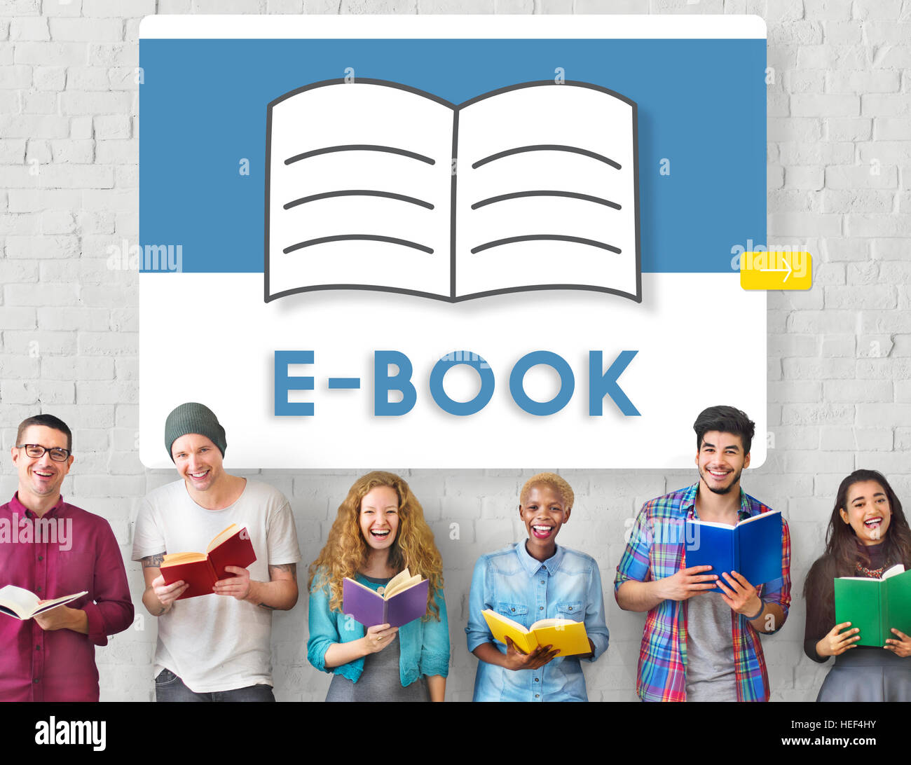 Aprire le pagine libro E-Book Online Learning Graphic Concept Foto Stock