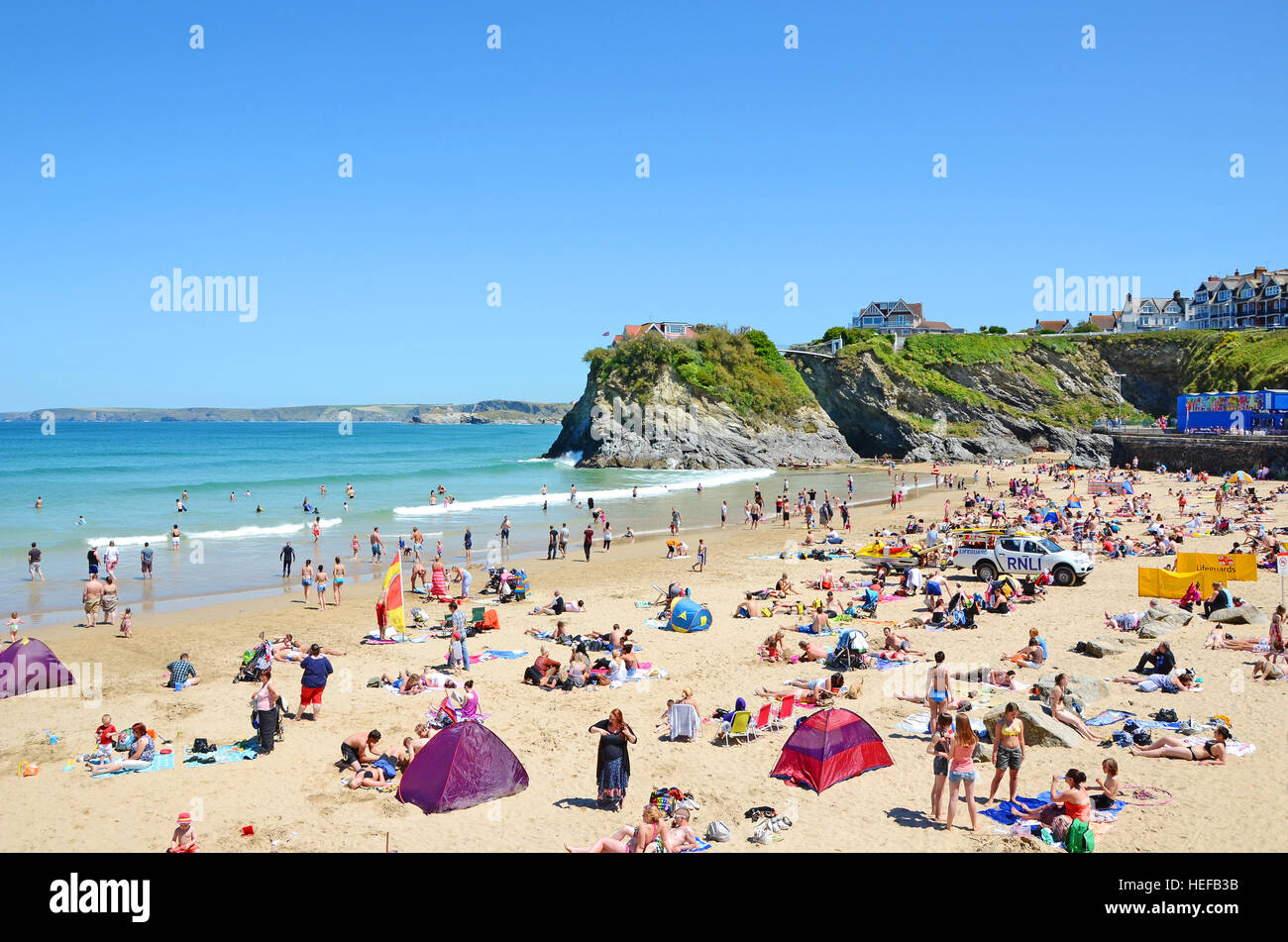 Towan Beach, Newquay Cornwall, England, Regno Unito Foto Stock