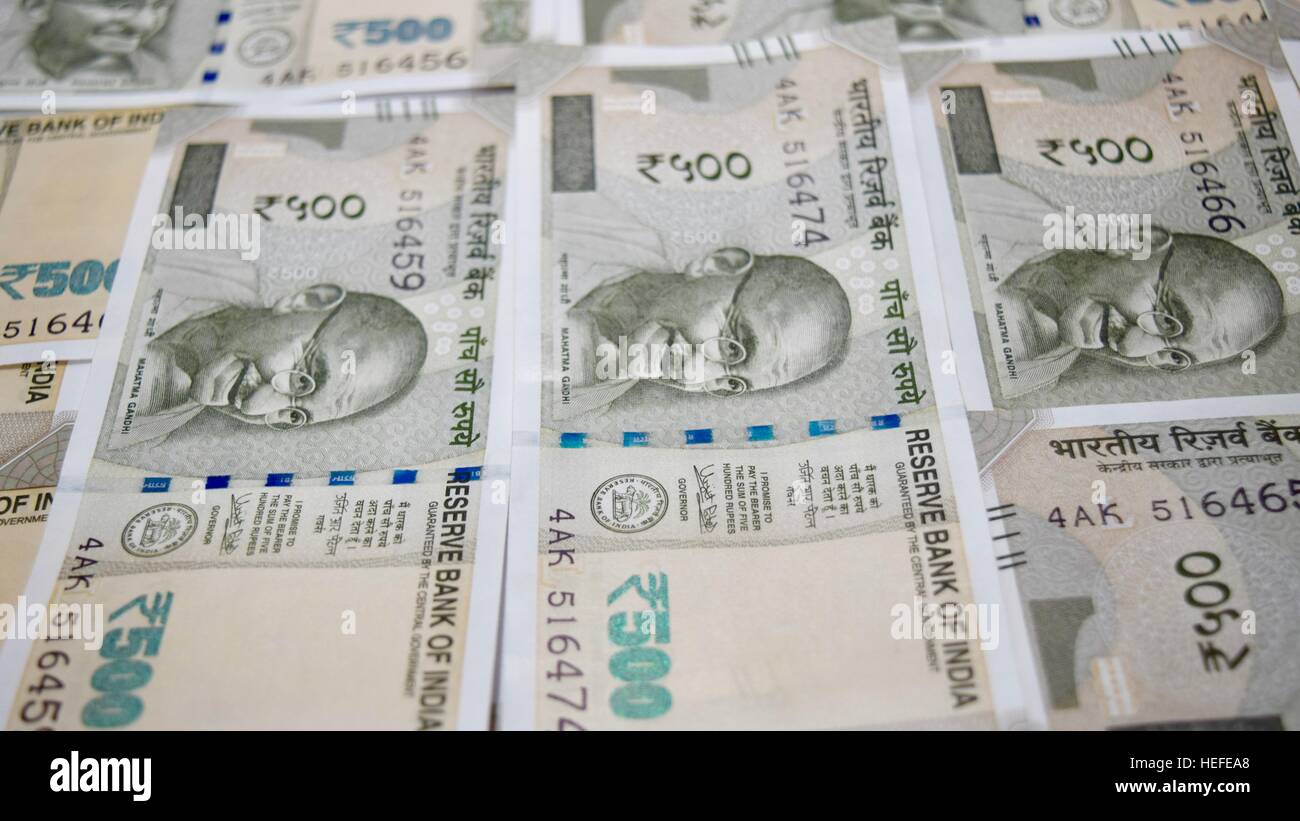 Nuovo indiano valuta della carta Foto Stock