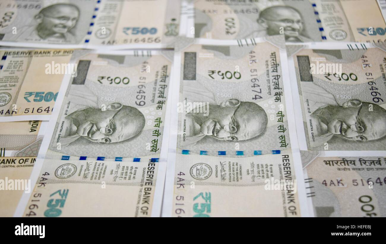 Nuovo indiano valuta della carta Foto Stock