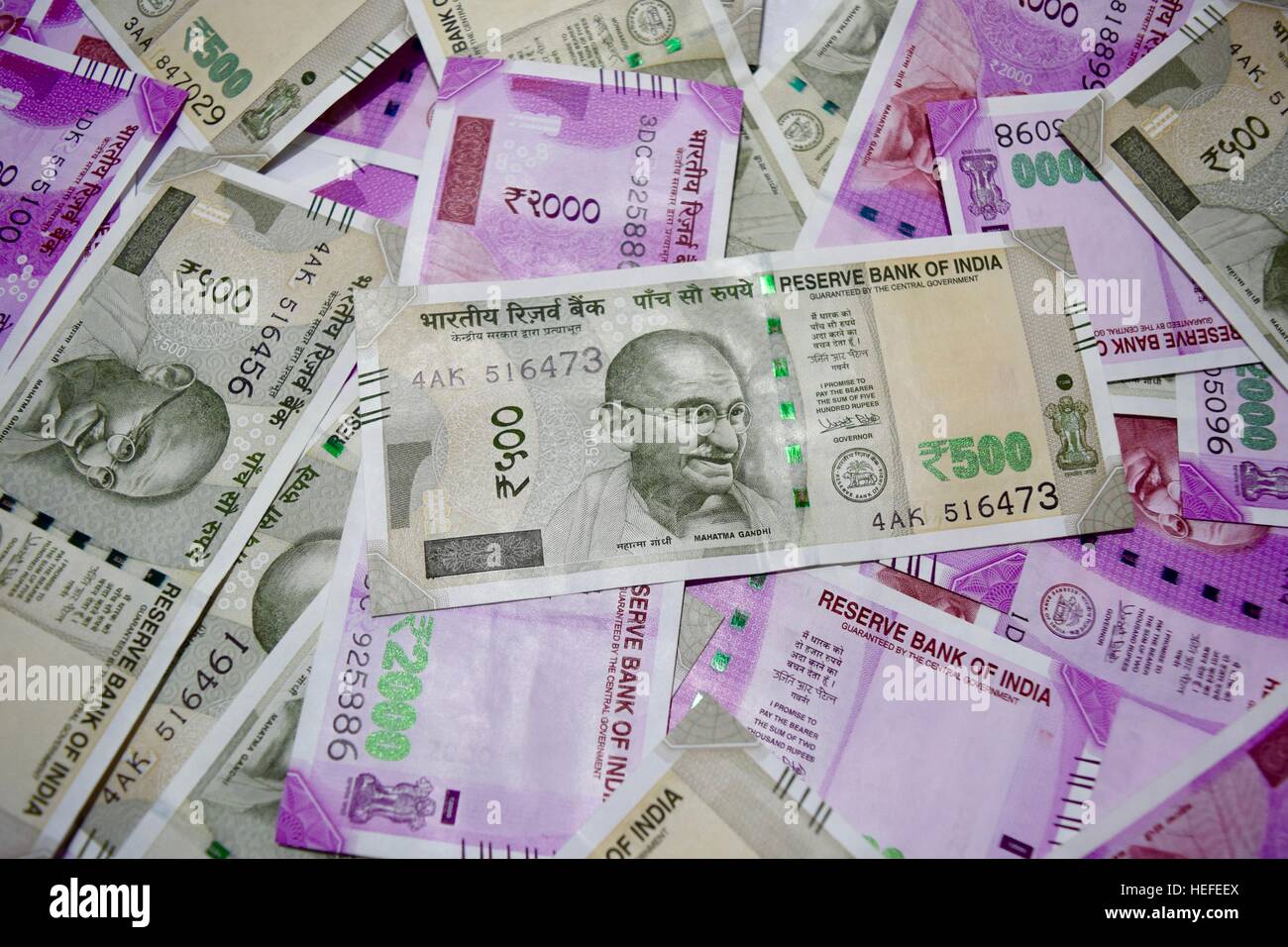 Nuovo indiano valuta della carta Foto Stock