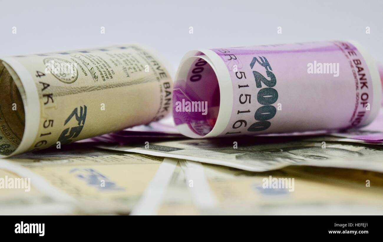 Nuovo indiano valuta della carta Foto Stock