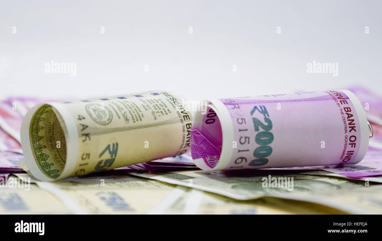 Nuovo indiano valuta della carta Foto Stock